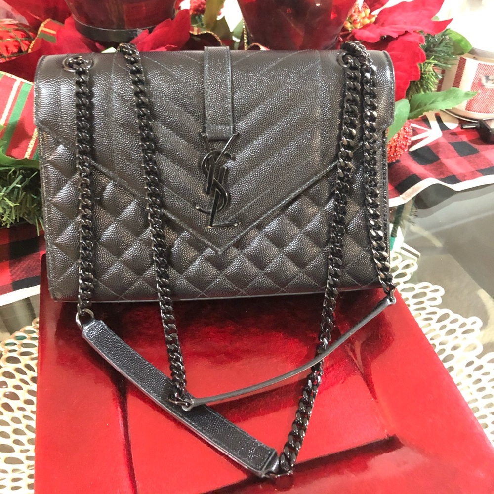 100% Authentic YSL black quilted purse